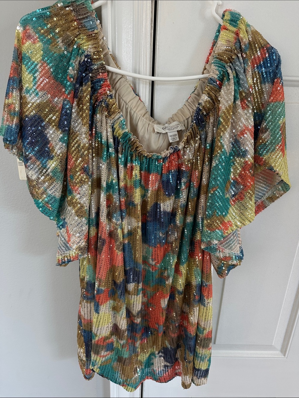 Cato Limited Edition Collection Multicolor Sequin Off-Shoulder Blouse #Colorful